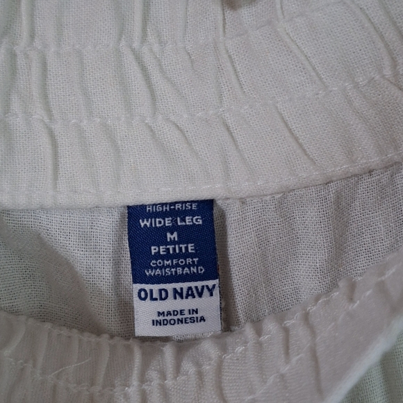 OLD NAVY Linen Blend High Rise Wide Leg Off White NWT Pants SZ MP - Picture 8 of 13